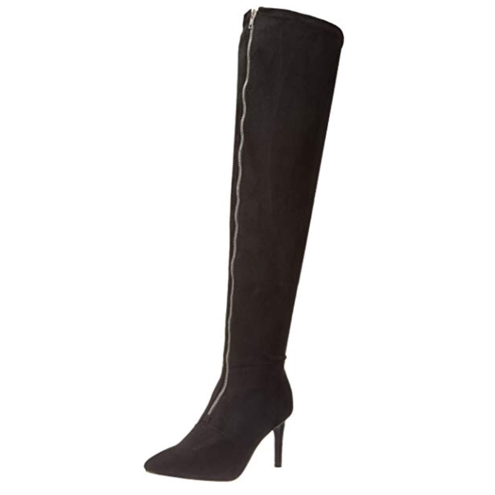 Zipper Over The Knee Stiletto Heel Slouch Boots - Picture 5 of 8